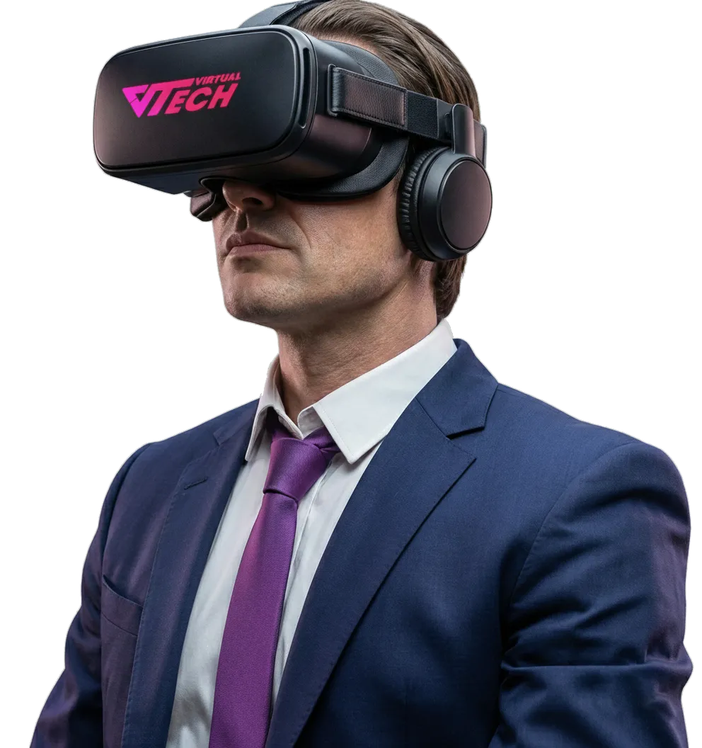 Businessman in VR headset